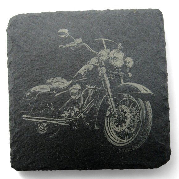 MOTORCYCLE COASTERS Engraved Set of 4 Square Gray Slate 4x4" - Picture 3 of 6